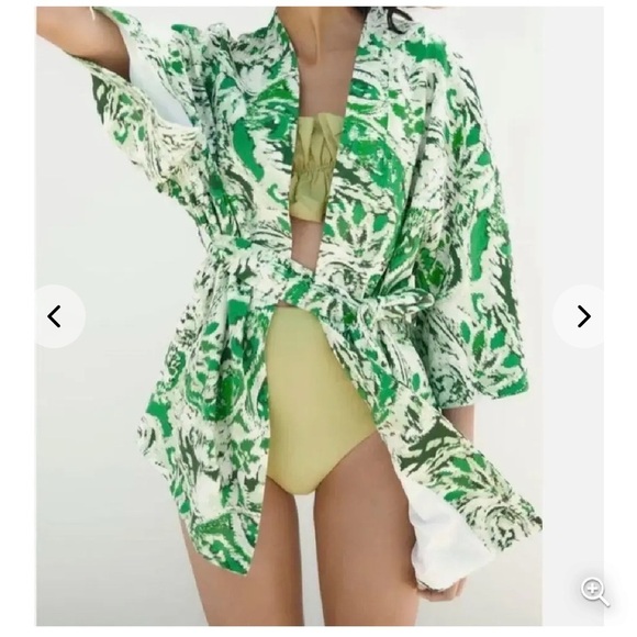 LINEN BLEND PRINTED KIMONO - Picture 4 of 9